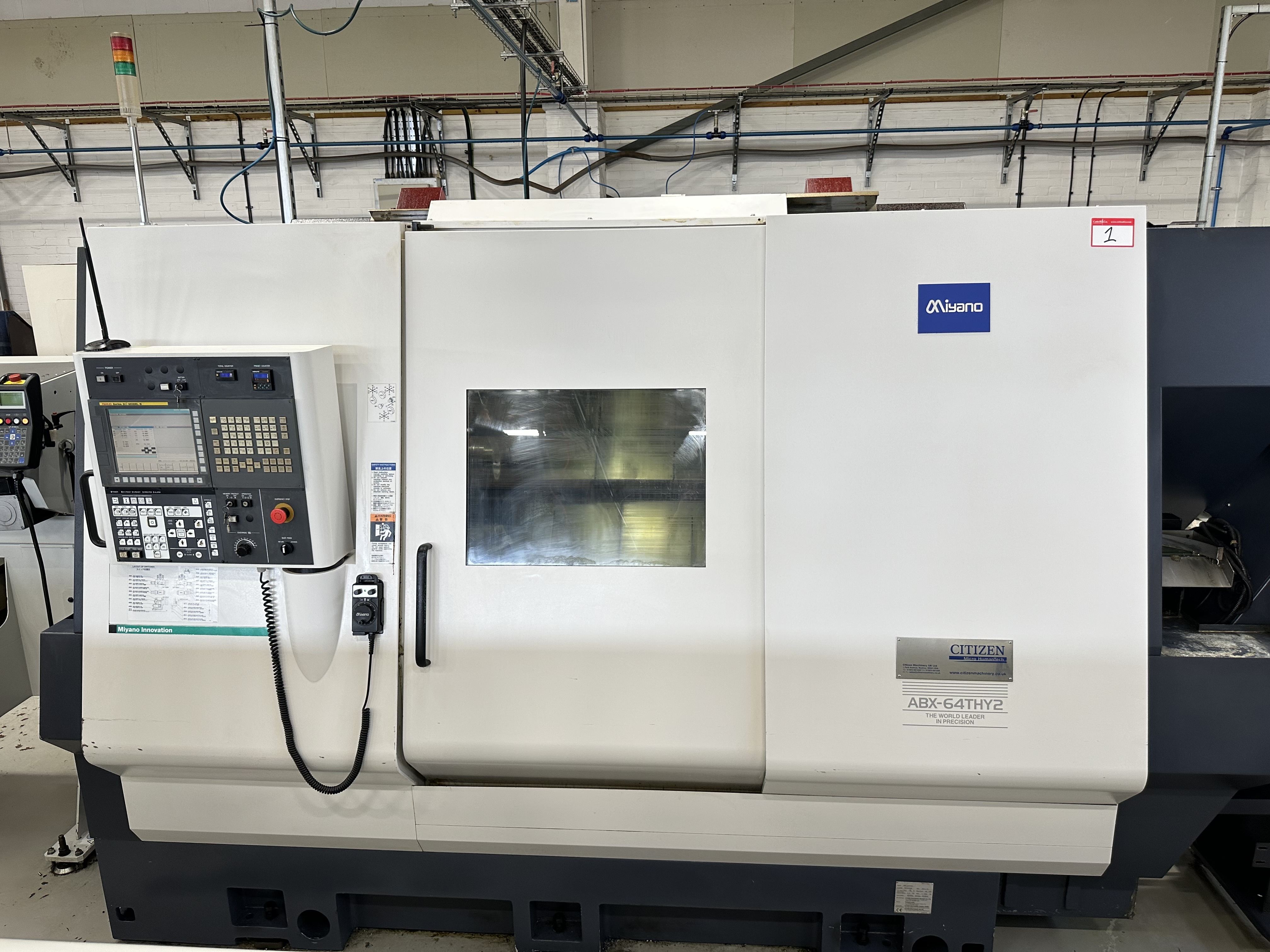Miyano ABX-64THY2 Twin Spindle Fixed Head Stock Lathe with Fanuc Series 31i Model B CNC Control (2014)