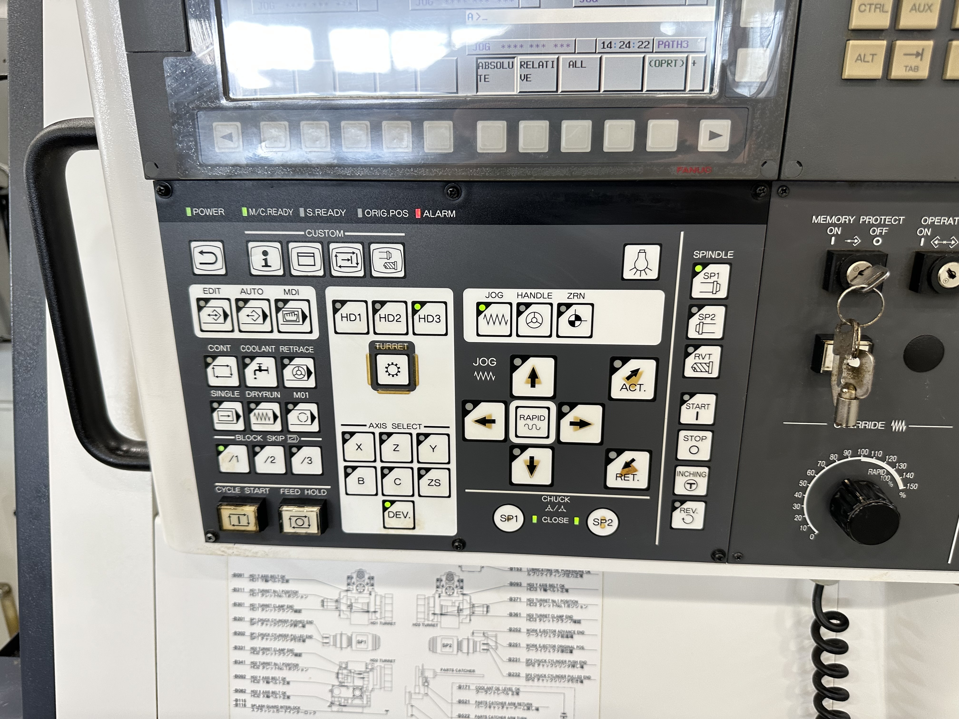 Miyano ABX-64THY2 Twin Spindle Fixed Head Stock Lathe with Fanuc Series 31i Model B CNC Control (2014)