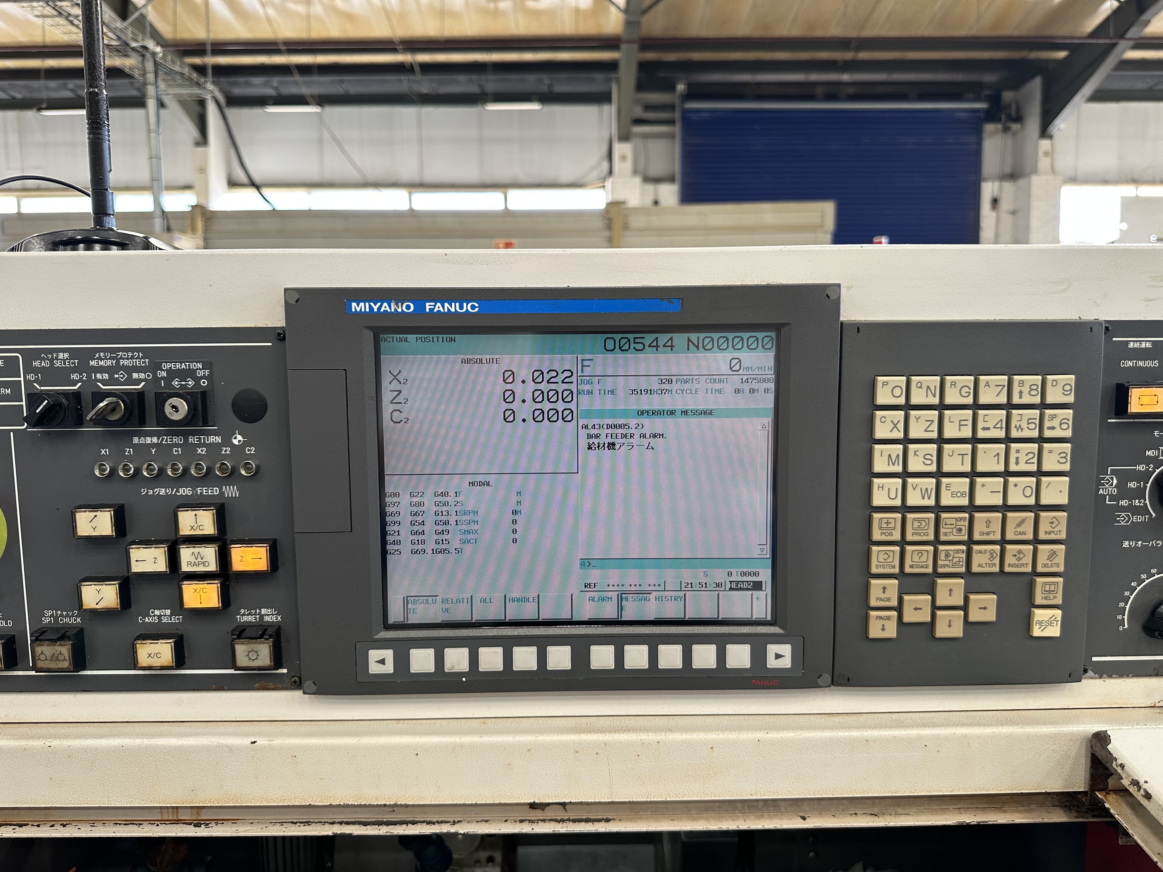Citizen Miyano BNJ-42SY3 Fixed Headstock Lathe 7 Axis Machine with Fanuc Series Oi-TD2 CNC Control (2011)