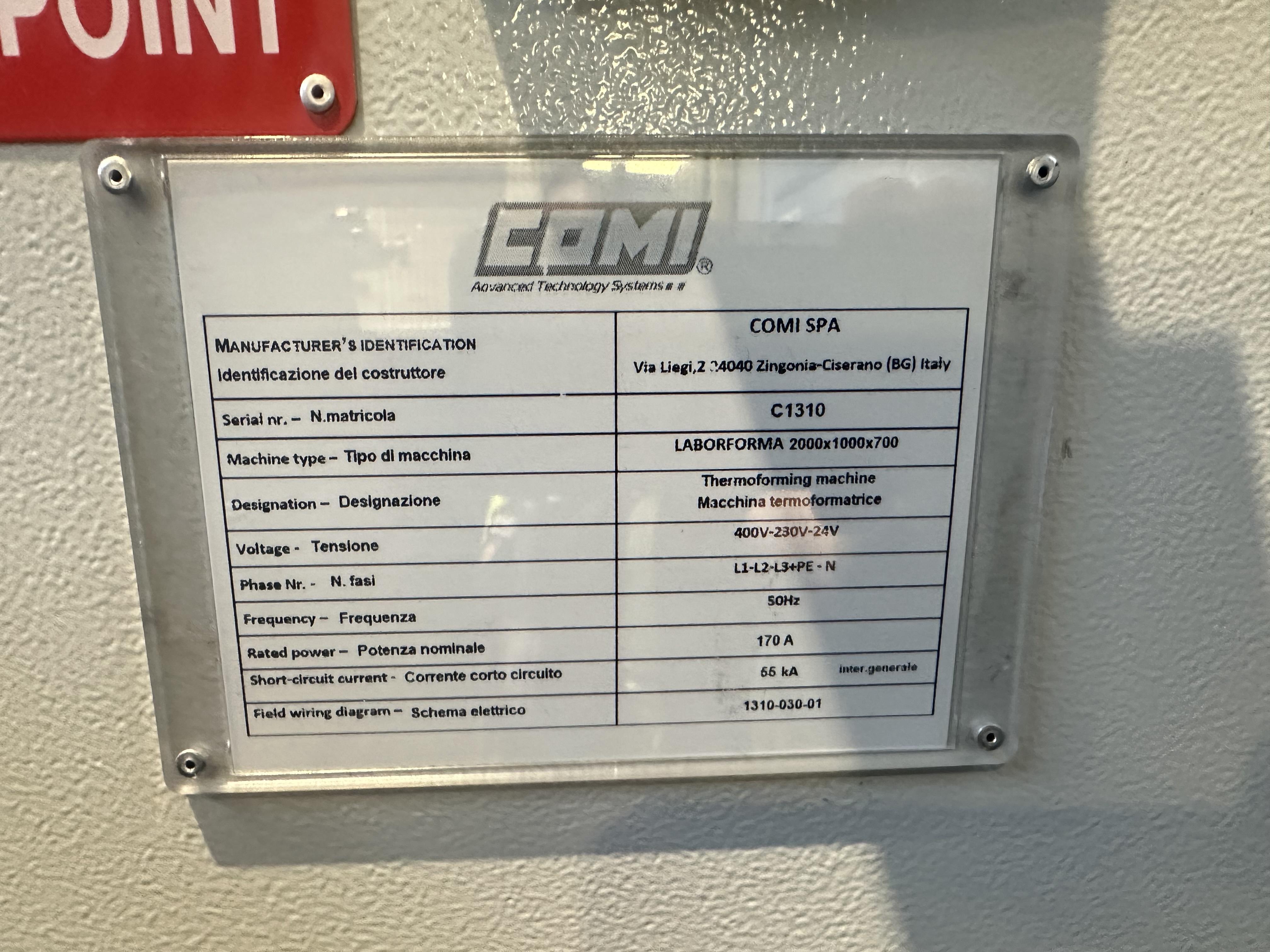 Comi Model Labor Forma 2000 x 1000 x 700mm Thermoforming Machine (2019)                                                       