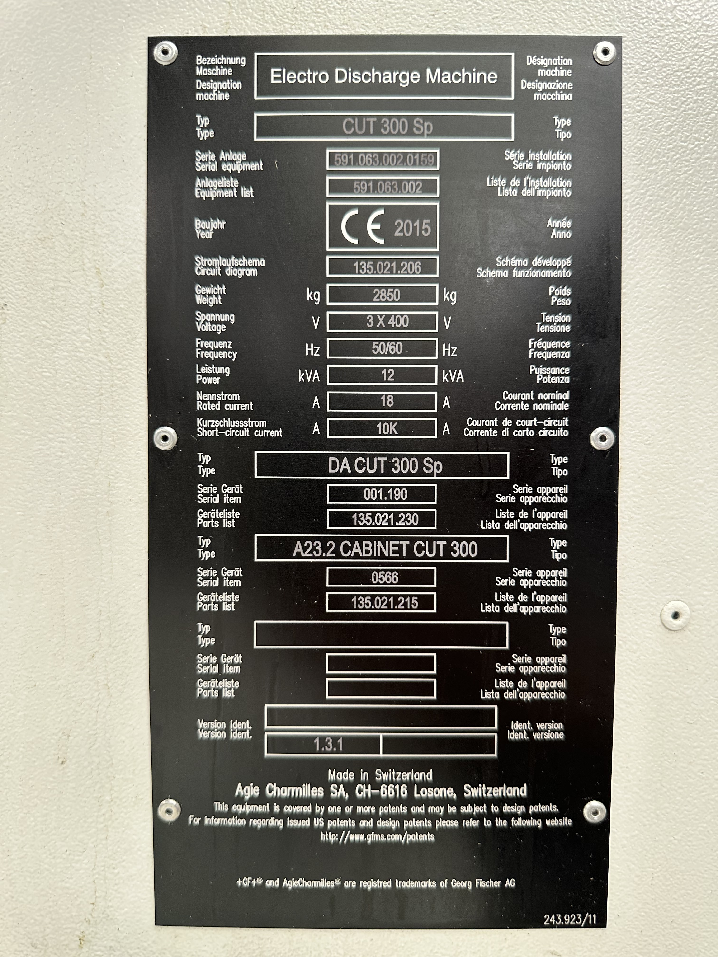 Agie Charmilles Cut 300 SP Wire-Cut EDM. (2015)