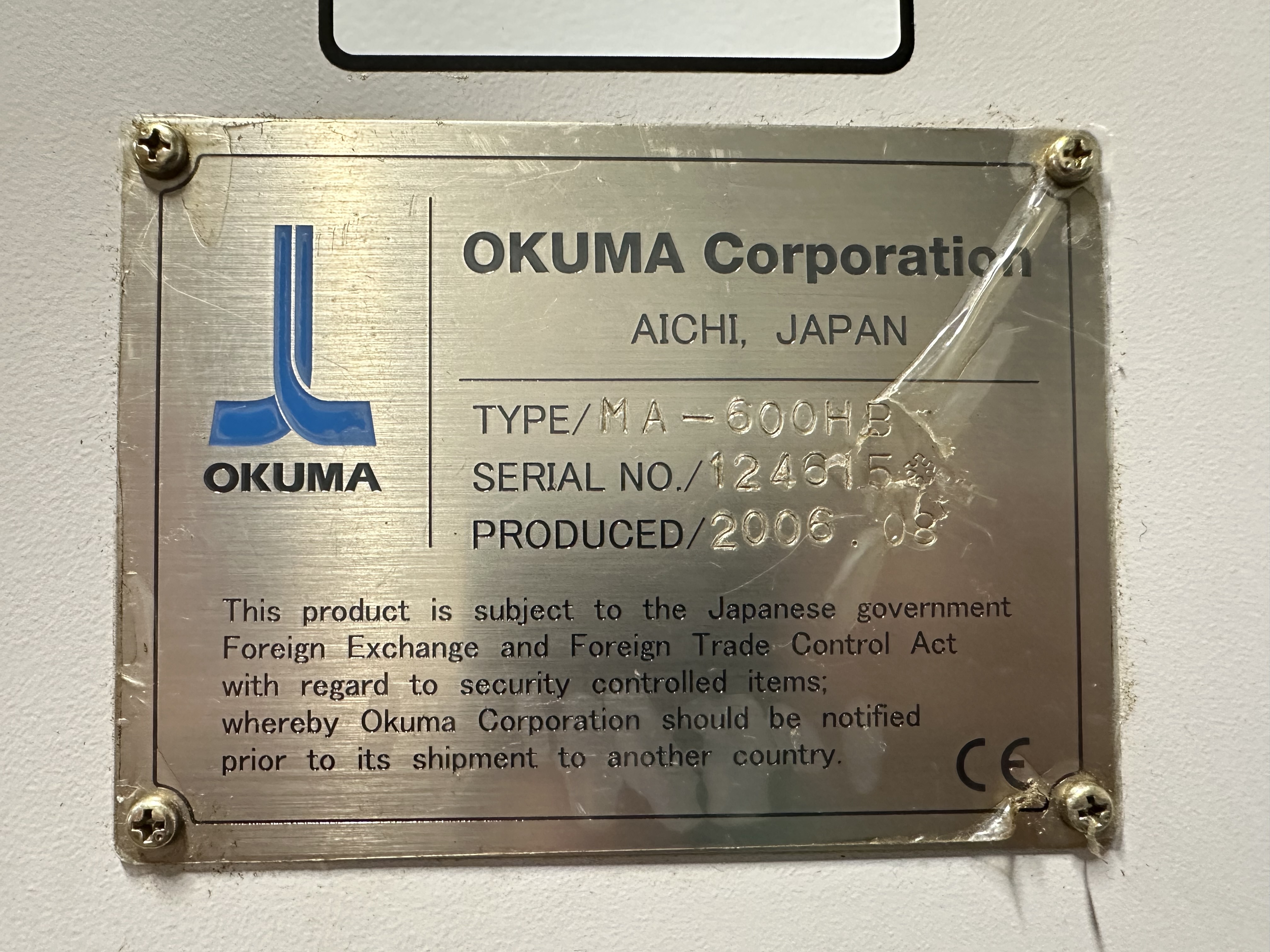 Okuma Space Centre MA-600HB Horizontal Twin Pallet Machining Centre. (2006)