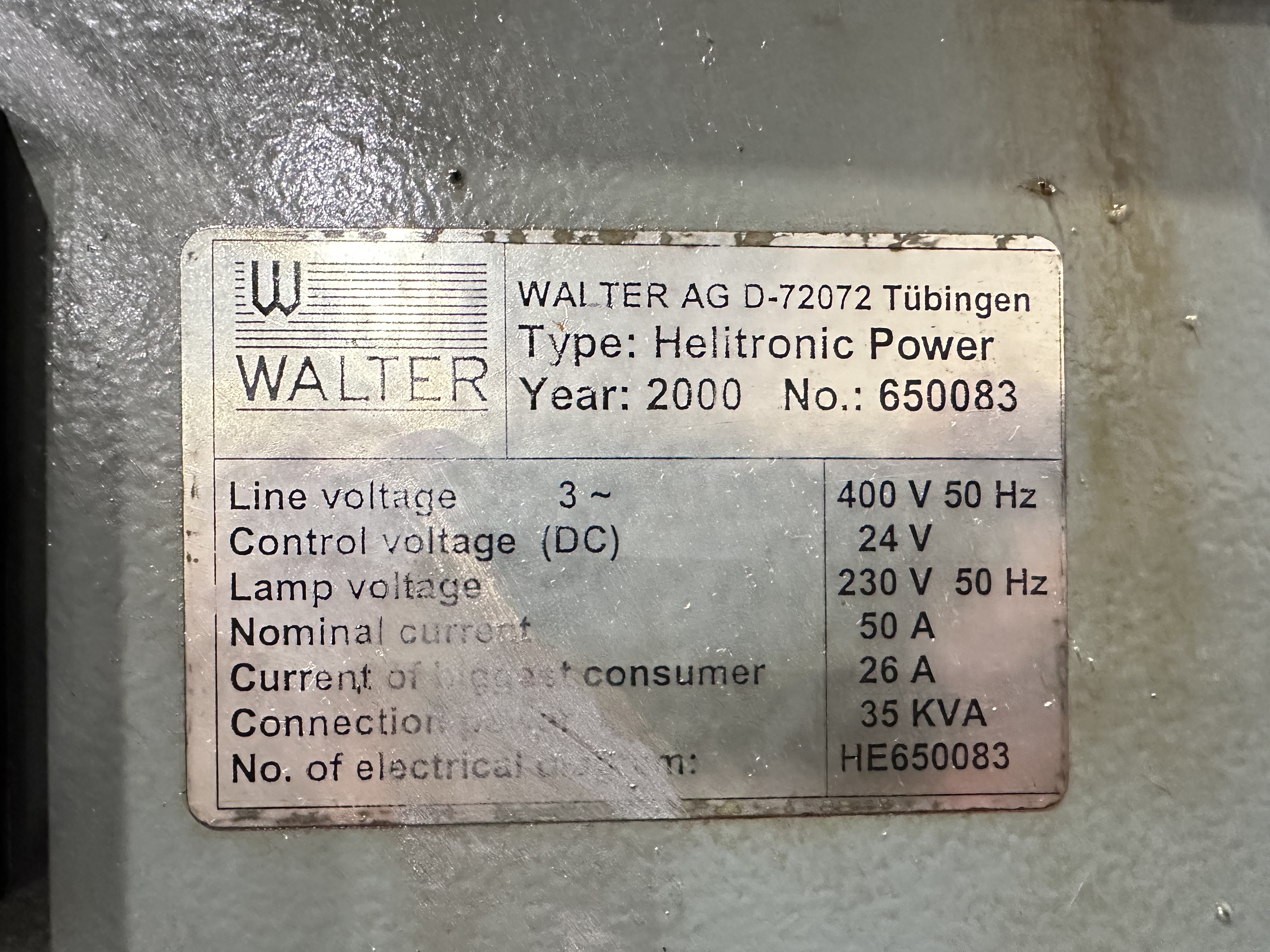 Walter Helitronic Power Production 5-Axis CNC Tool Grinder. (2000)