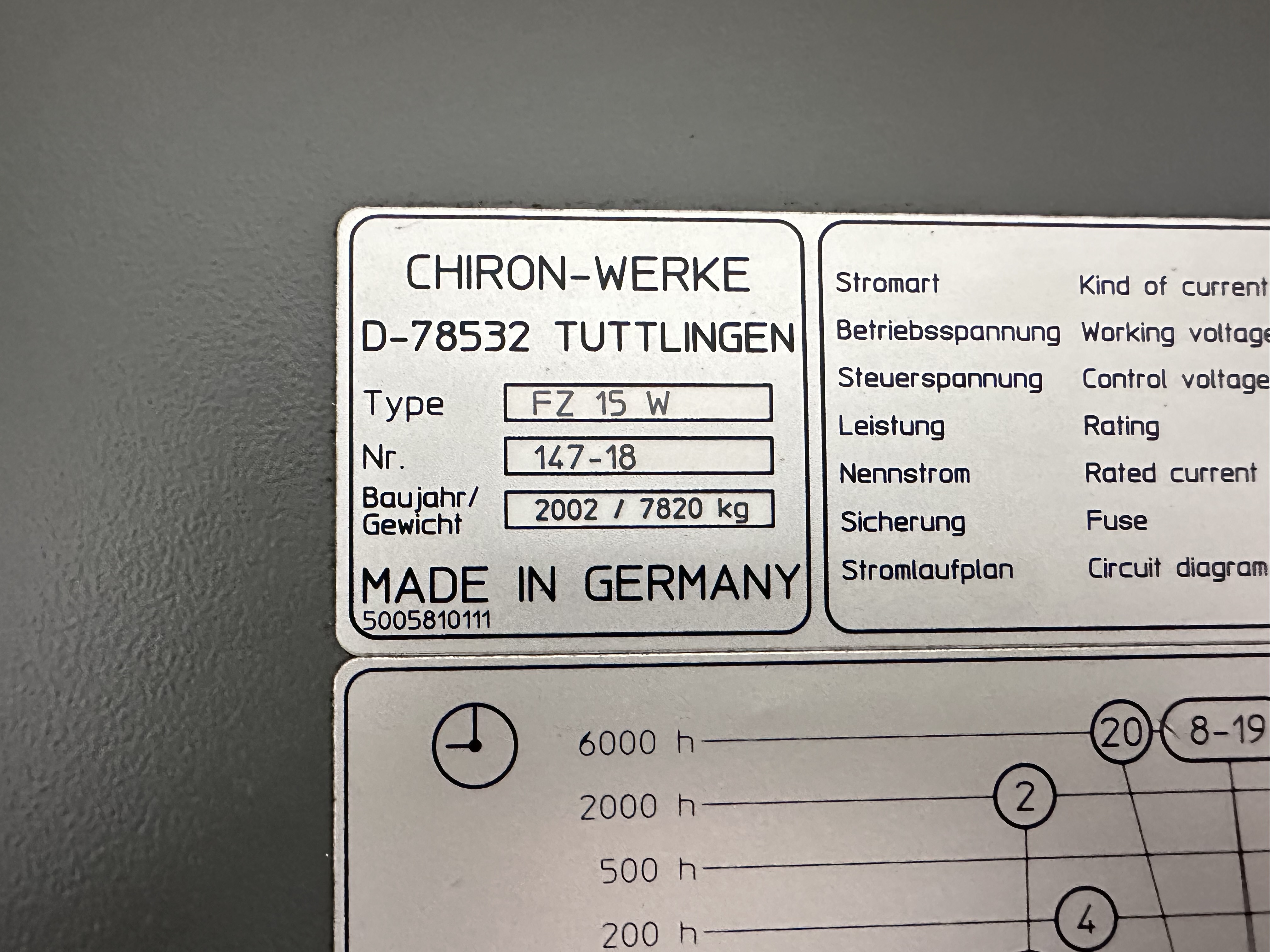 Chiron FZ 15 W High Speed Twin Pallet Vertical Machining Centre. (2002)