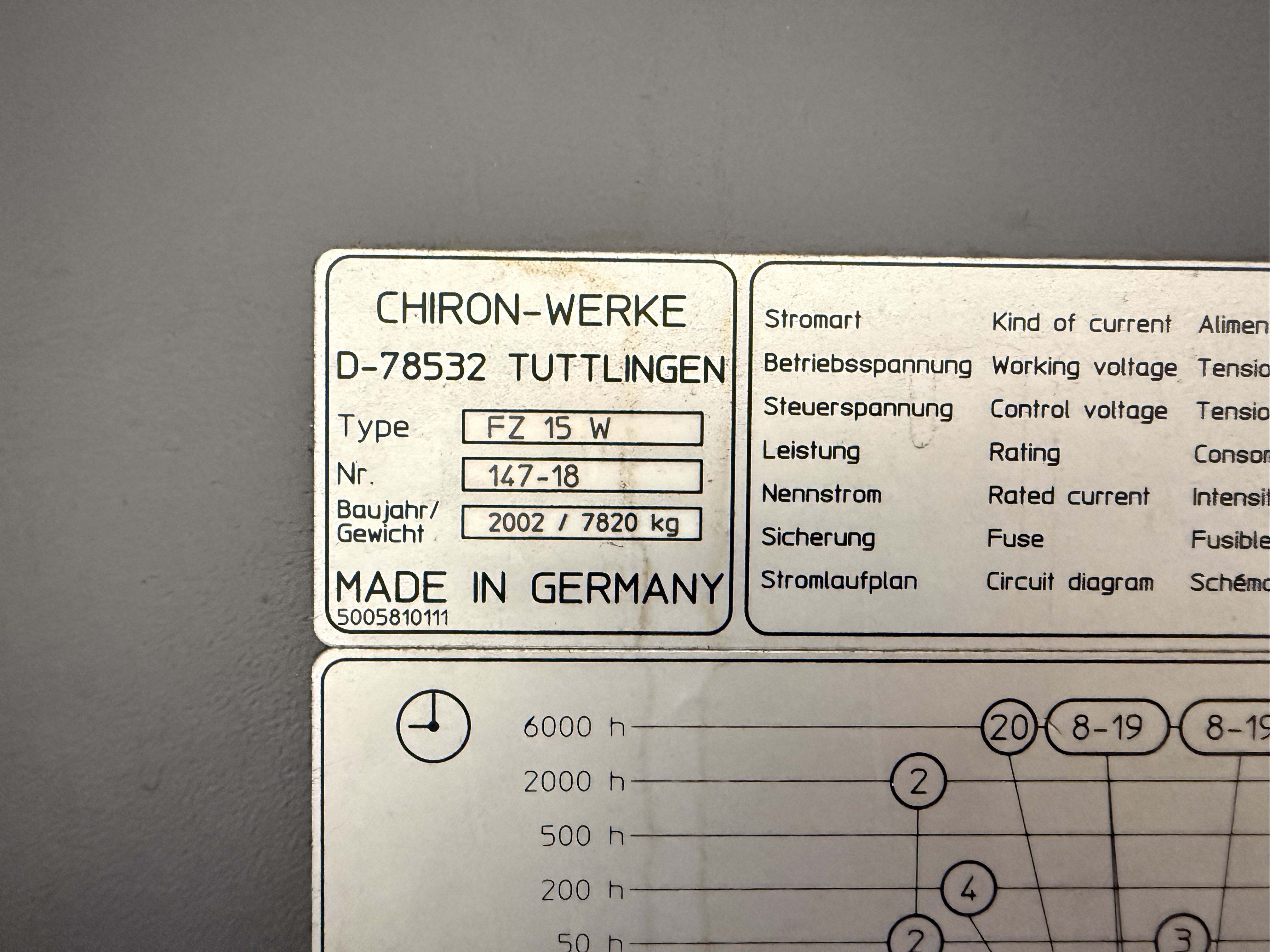 Chiron FZ 15 W High Speed Twin Pallet Vertical Machining Centre. (2002)