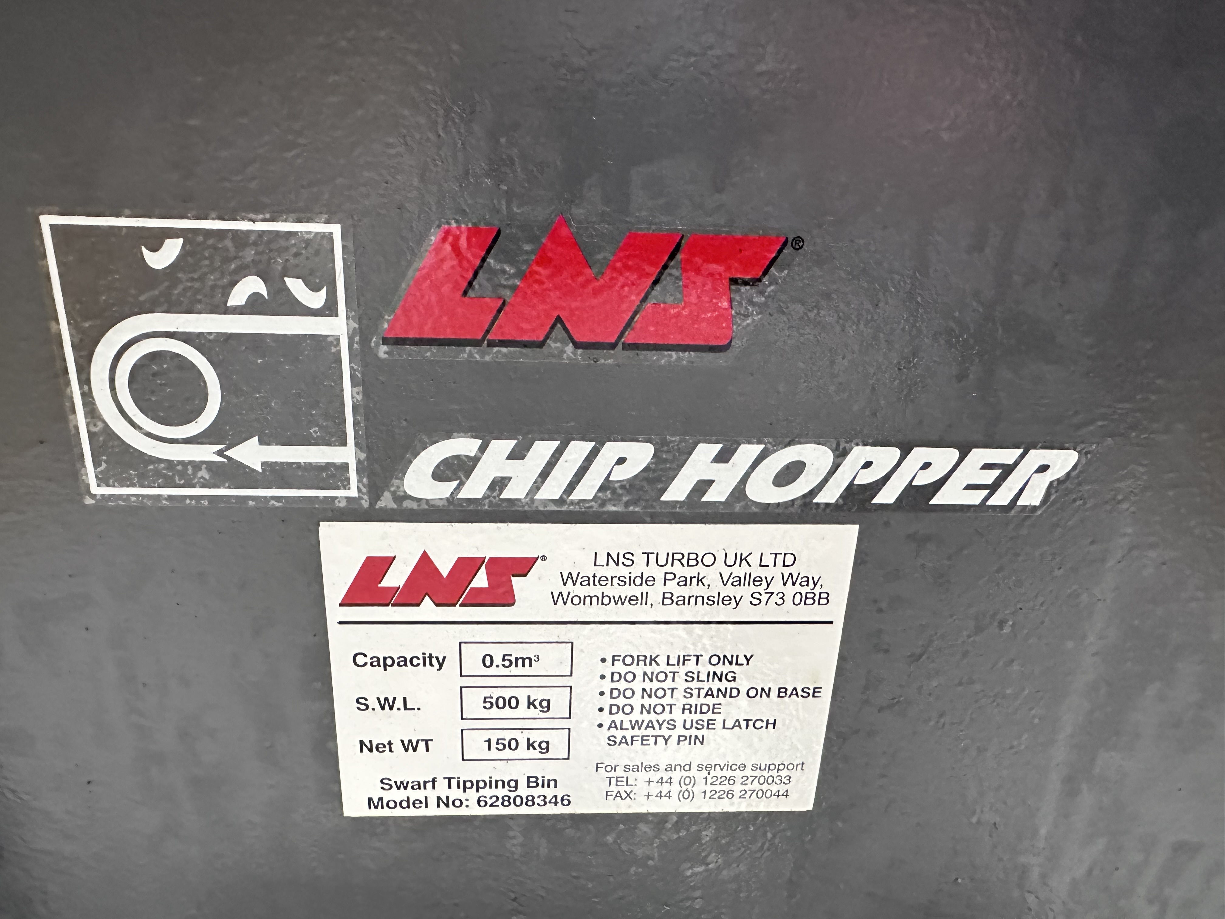 LNS Chip Hopper 1080mm x 1250mm x 680mm