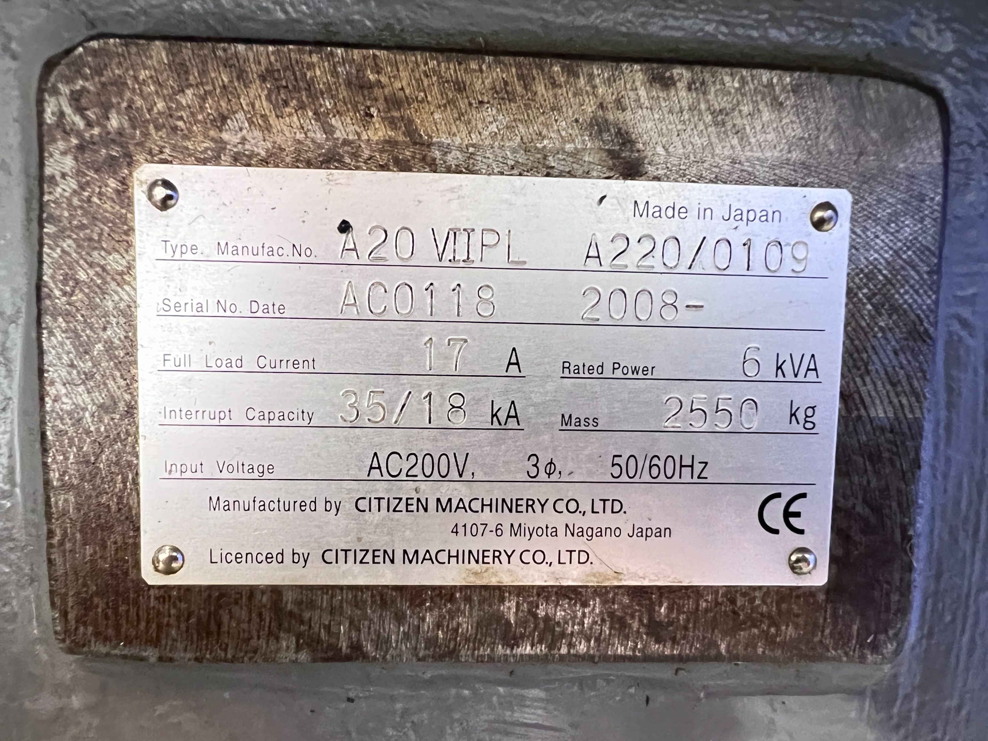 Citizen A20 VIIPL CNC Swiss Multi-tasking Turning Centre (2008)