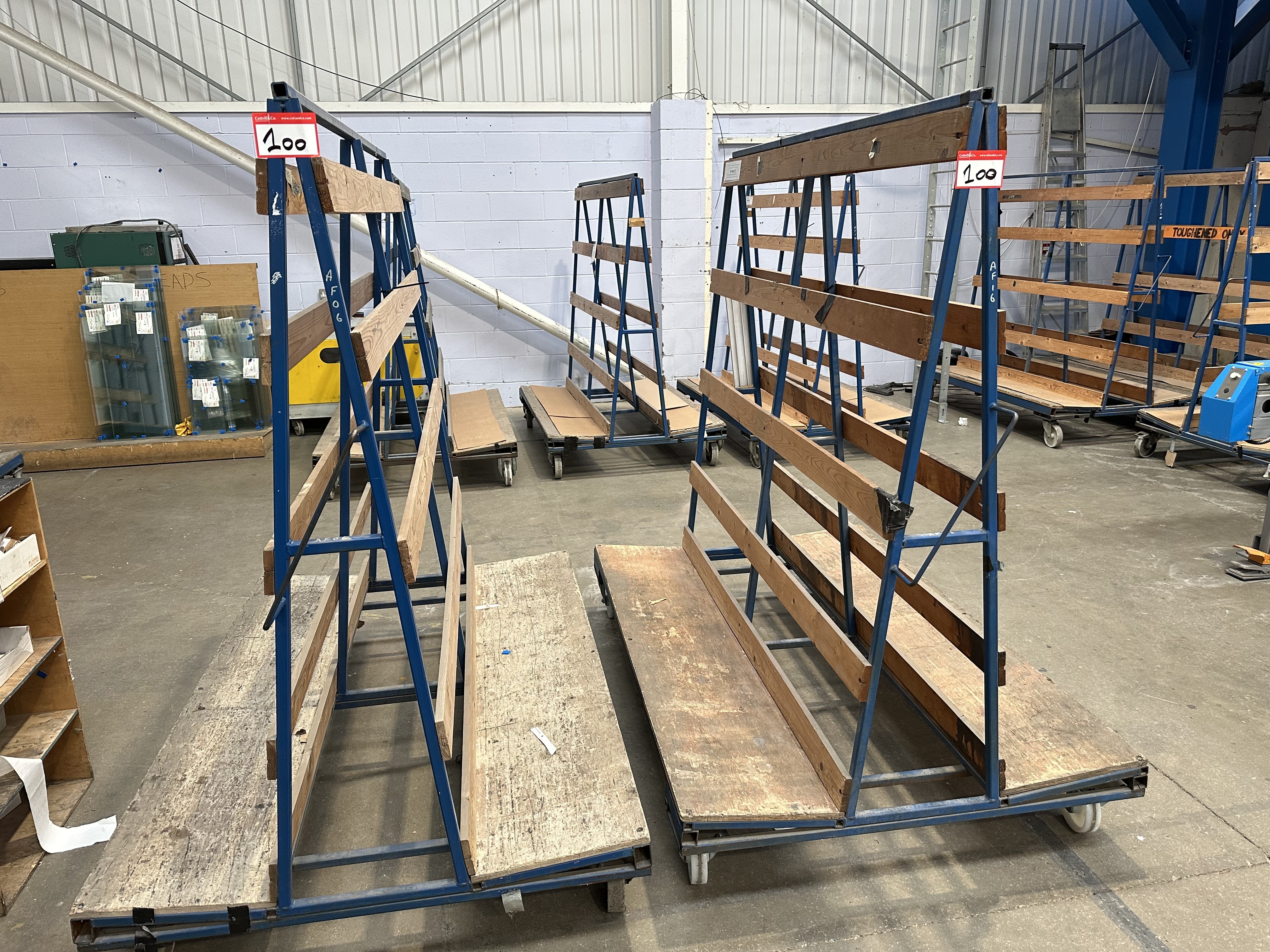 (Qty 2) x Double Sided A Frame Glass Storage Trolleys