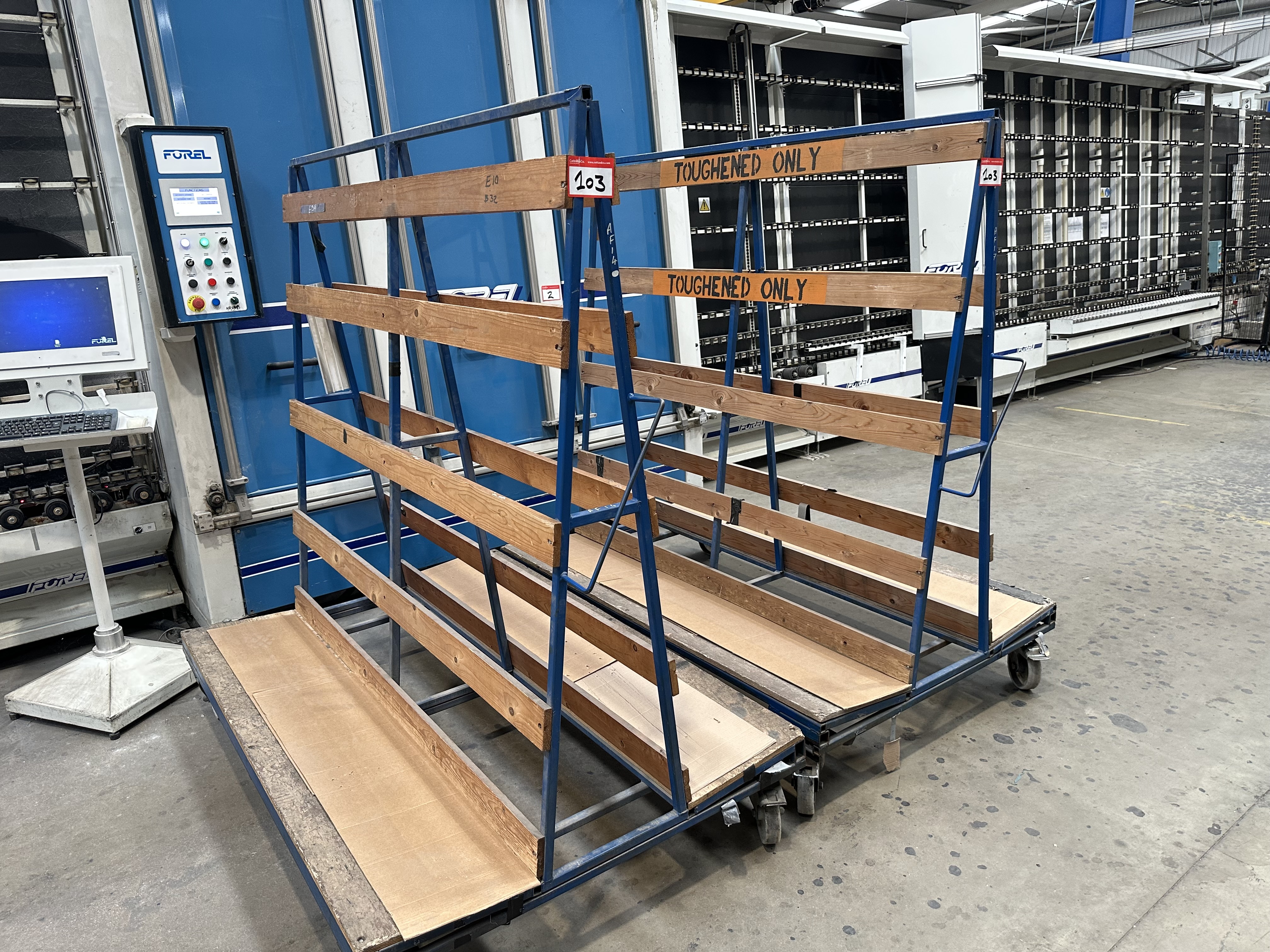 (Qty 2) x Double Sided A Frame Glass Storage Trolleys