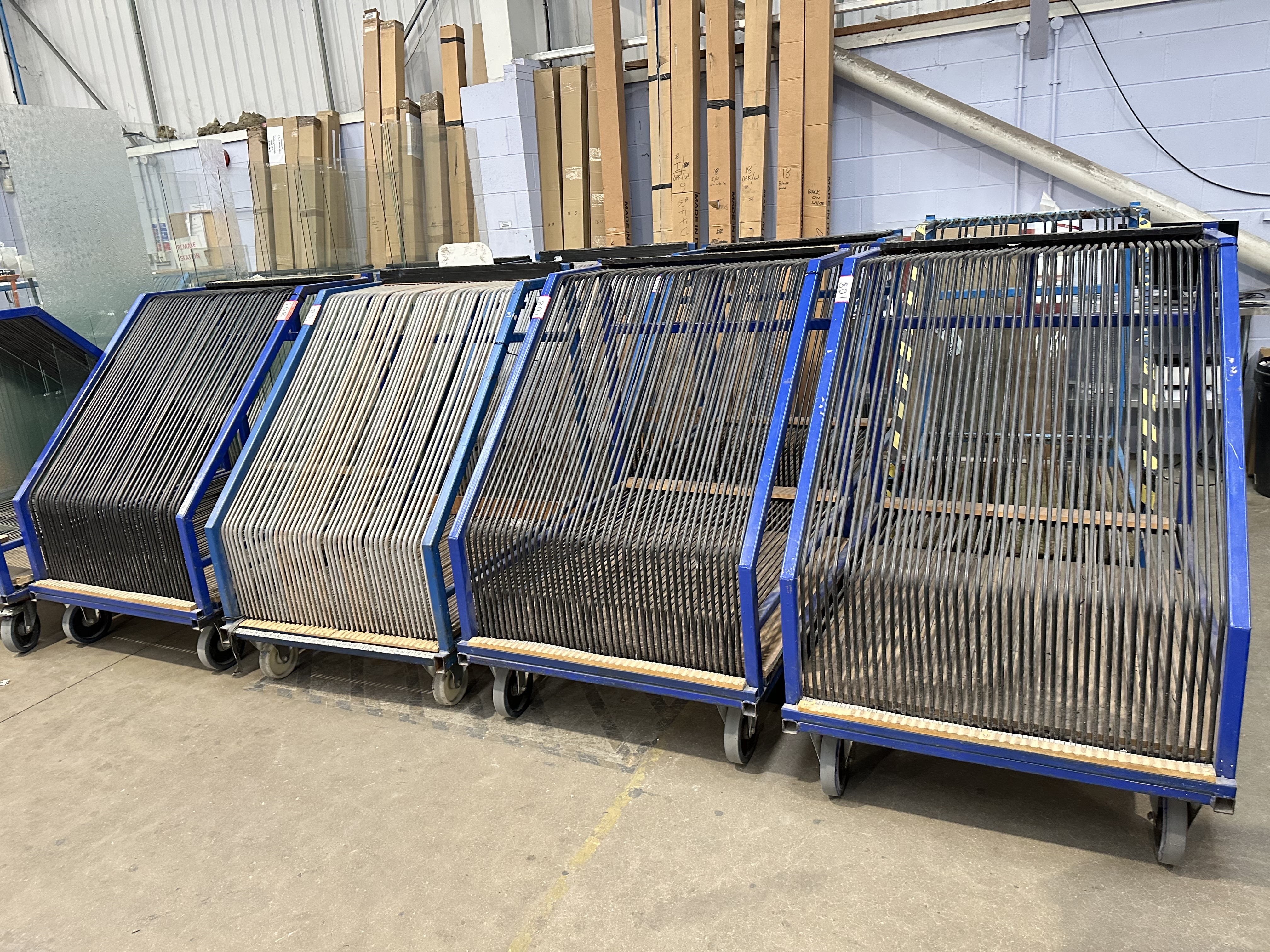 (Qty 4) - Glass Pane WIP Storage Trolleys