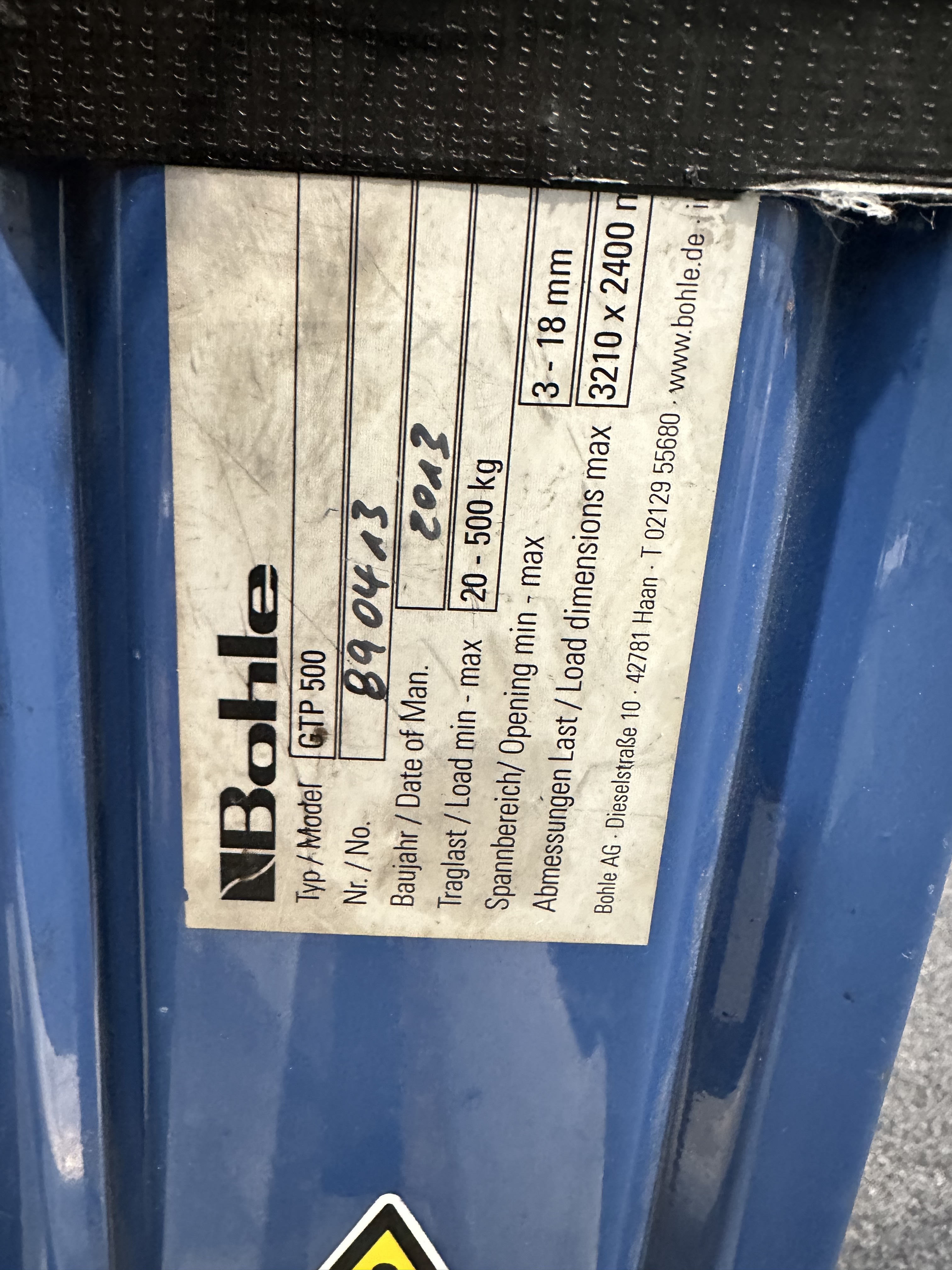 Bohle GTP500 glass clamp attachment  (2013)