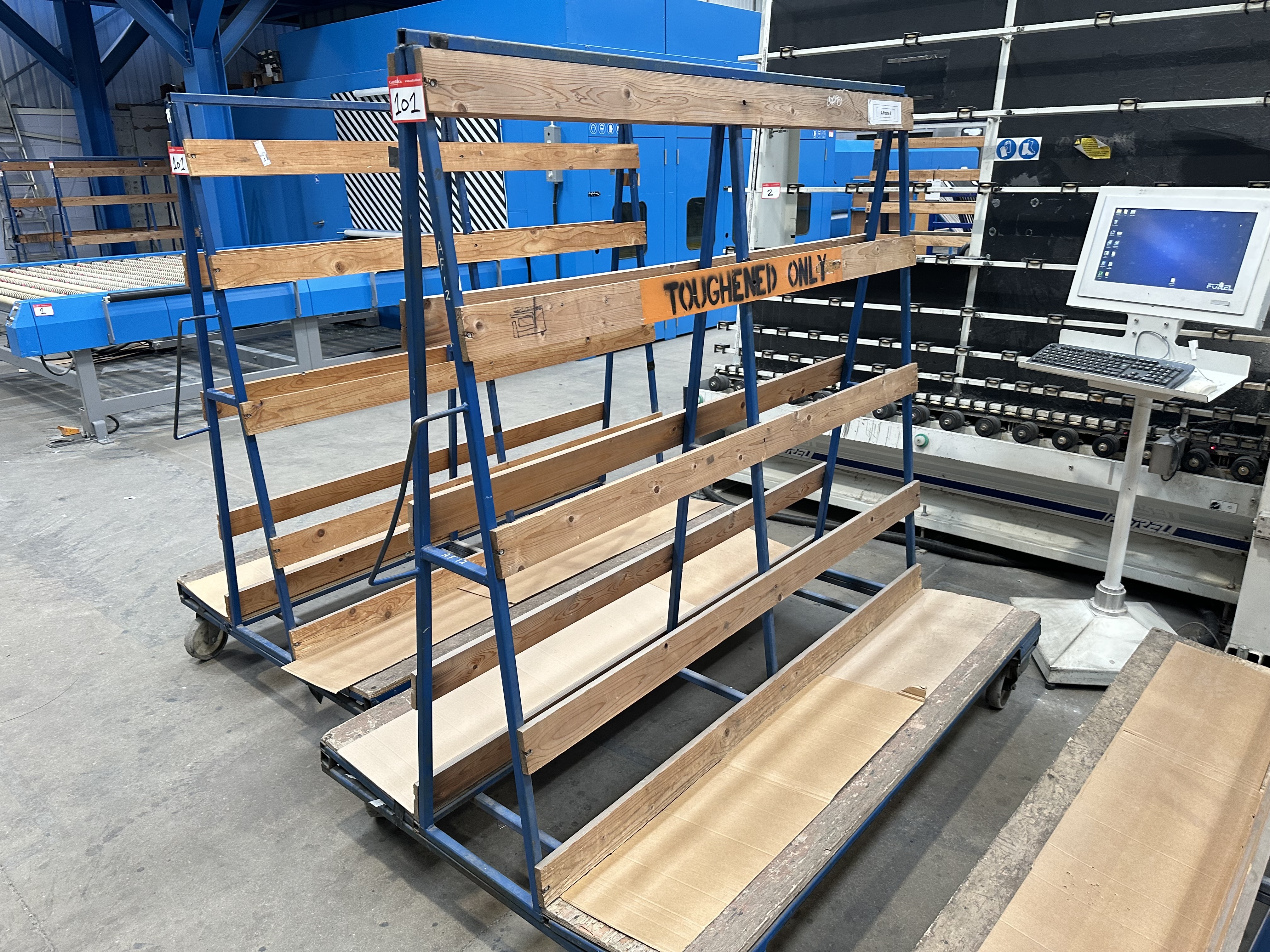(Qty 4) x Double Sided A Frame Glass Storage Trolleys