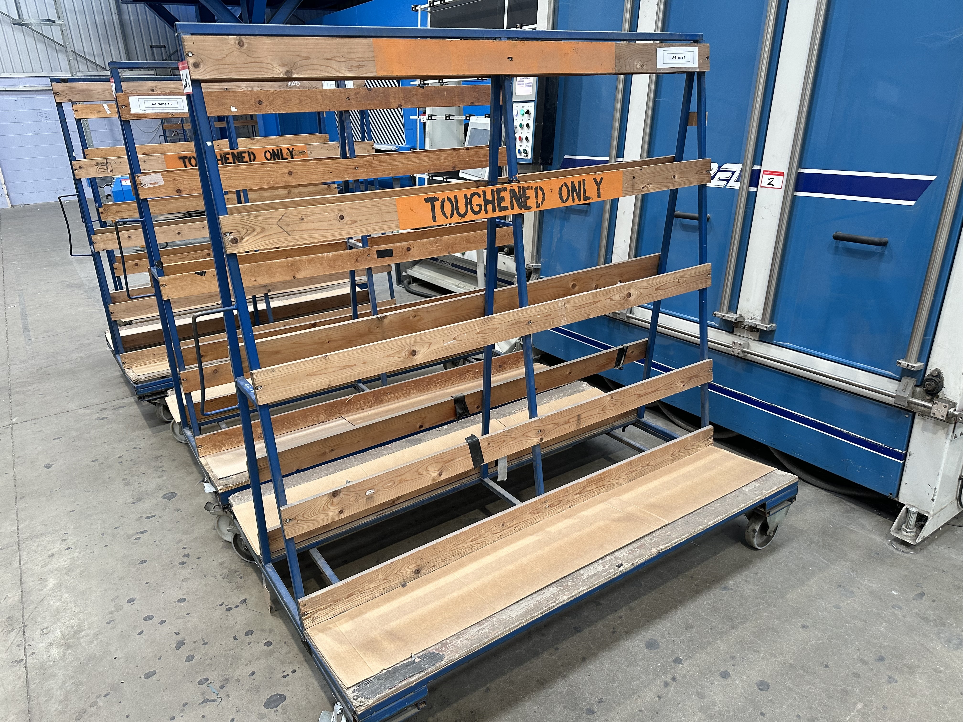 (Qty 4) x Double Sided A Frame Glass Storage Trolleys