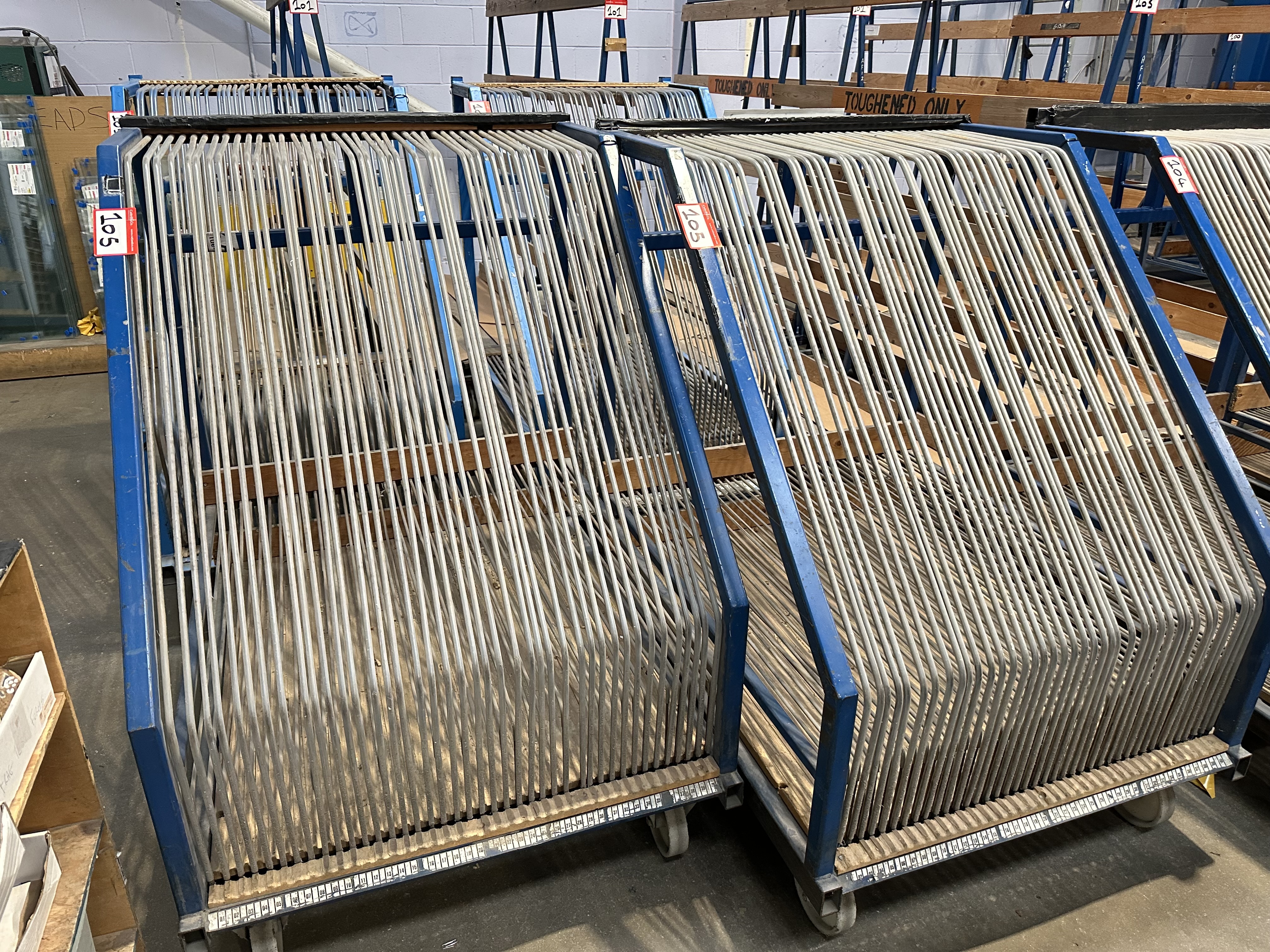 (Qty 4) - Glass Pane WIP Storage Trolleys