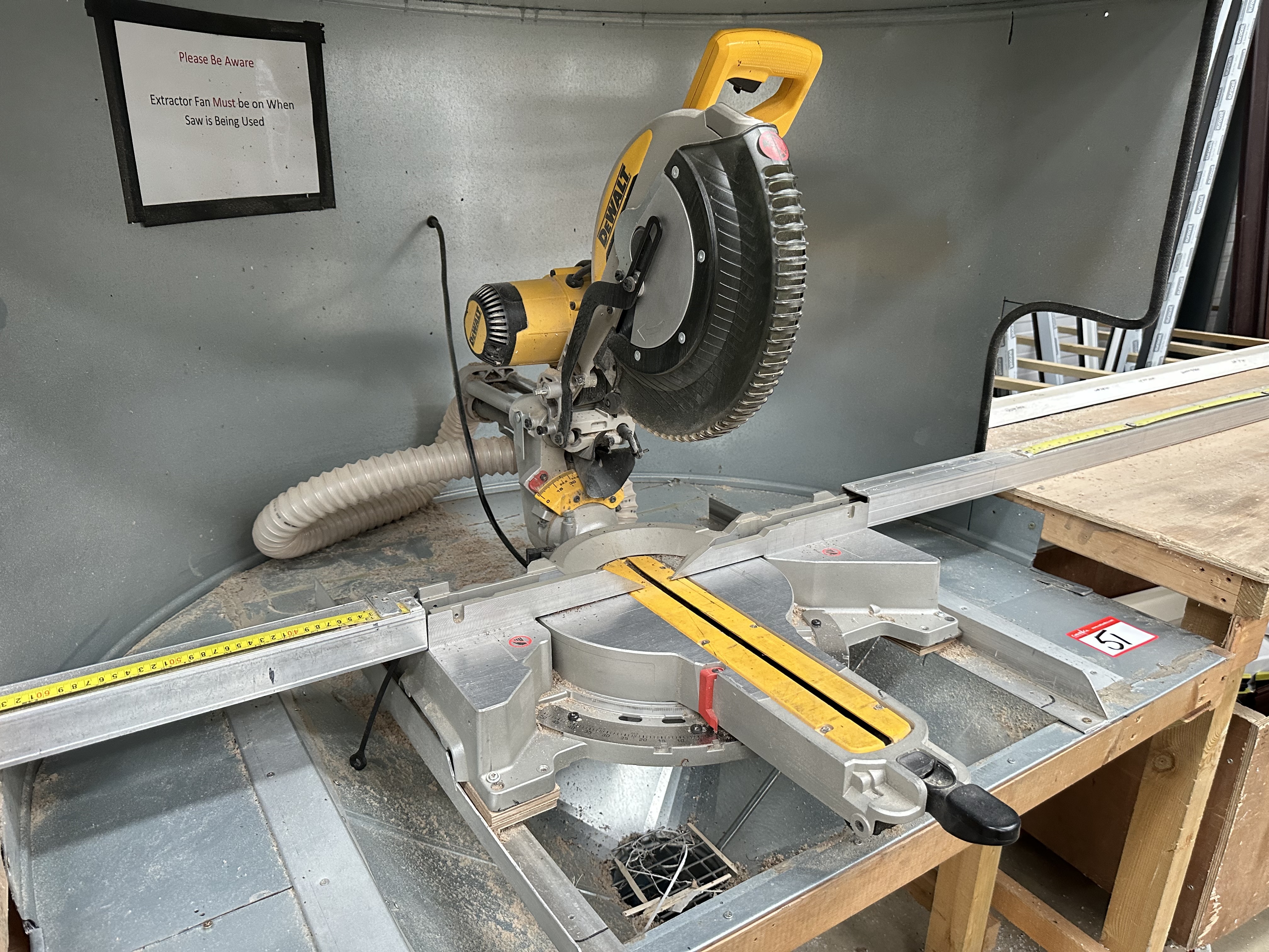 Dewalt DWS 780 mitre saw with twin bag extractor