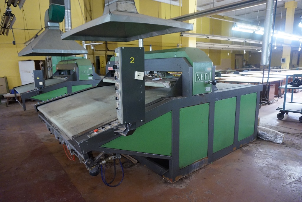 Nepi Steam Heated Conveyorised Press with 180cm x 180cm Press Head