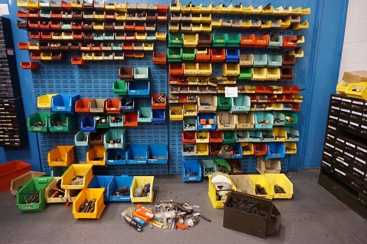 Rack with Contents, Drills, Cutters & Reamers