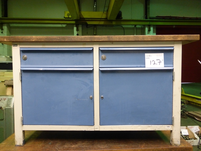 Bench with (2) Lockable Draws, Cupboards