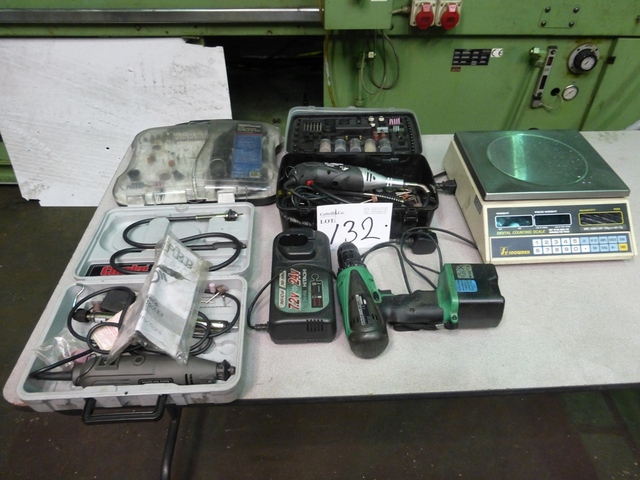 Qty of Battery Charge, Rotary Tool Kits & Set of Scales