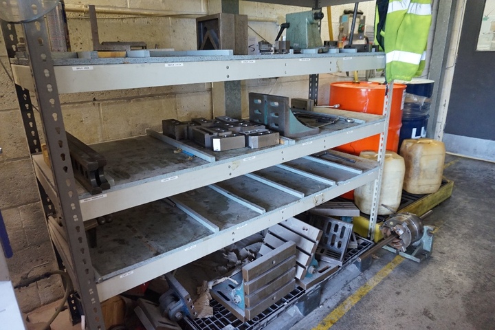 Rack with V Blocks, Angle Plates Dividing Head and Centres