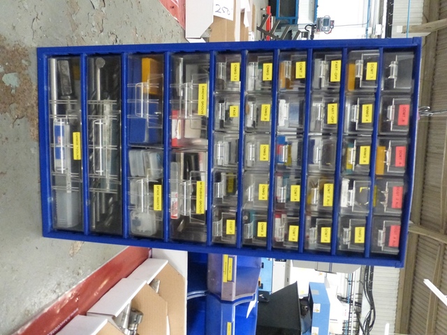 Bench Top, 36 Tray Storage Unit and Contents