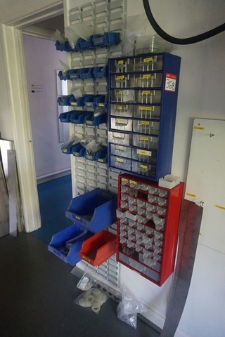 (2) Wall Mounted Steel Frame/Plastic Tray Storage Racks