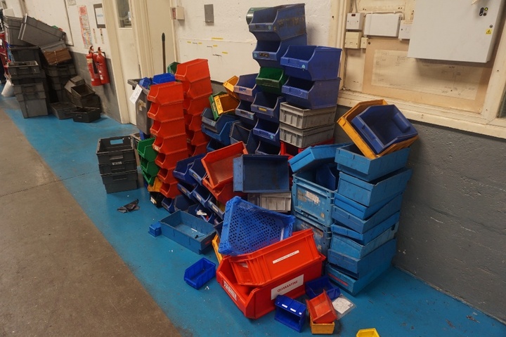 Large Qty of Various Sized Plastic Tote Bins