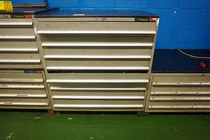 Steel 8 Drawer Chest and Tooling on Surface