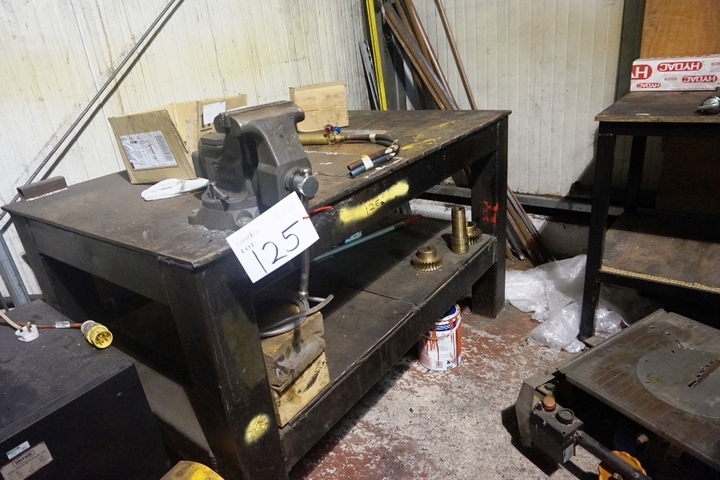 Large Steel Bench with Stanley Vice & Cabinet