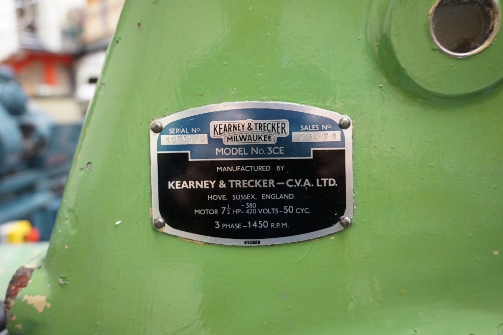 KEARNEY TRECKER Horizontal Milling Machine Type No. 3CE