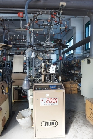 Rumi Model 2001 Hosiery Knitting Machine; 3 1/2" diameter; 144 Needle Count; 36 Gauge
