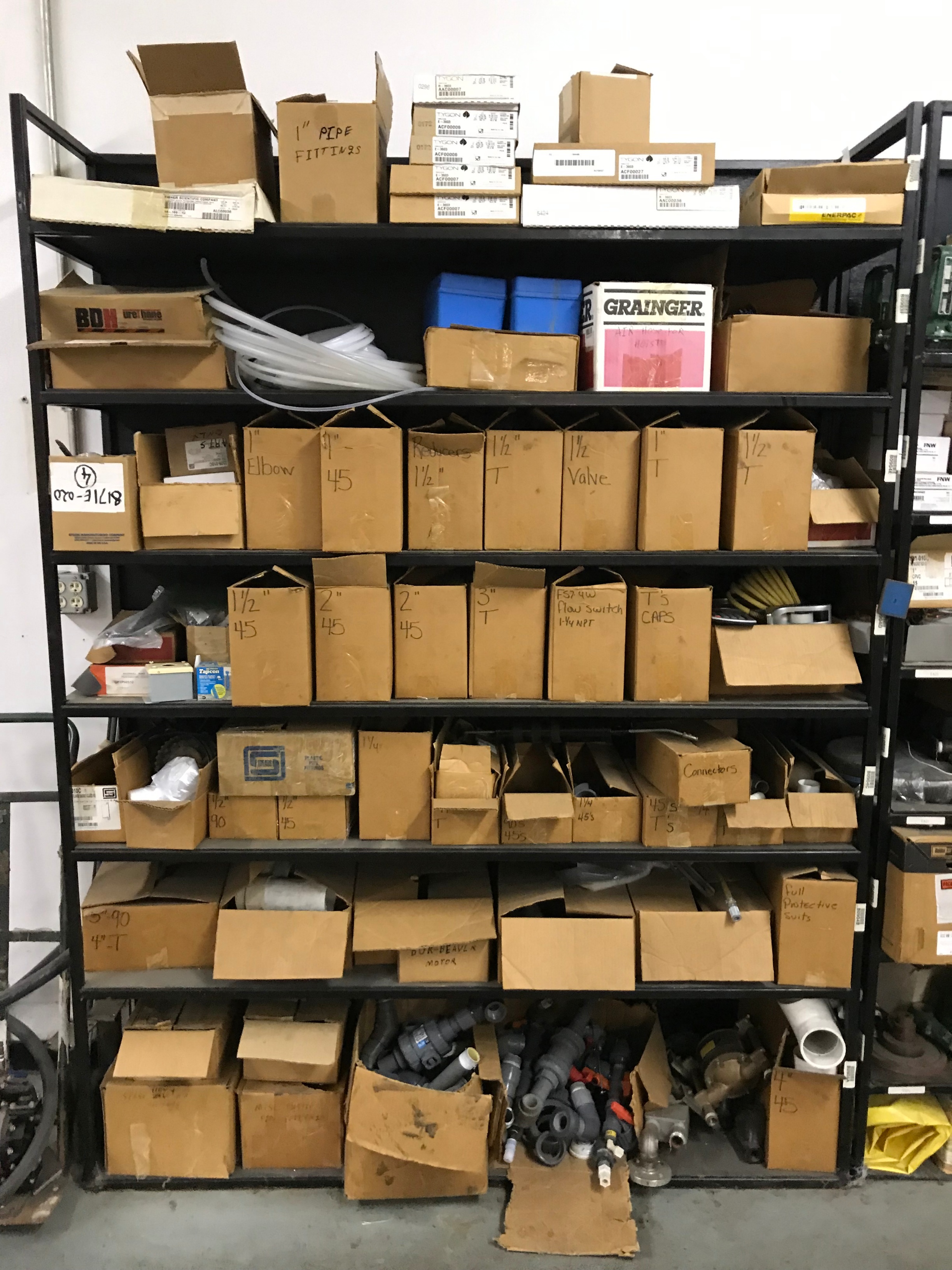 (3) Sections of Racking w/ Maintenance Shelving w/ Contents Including ...