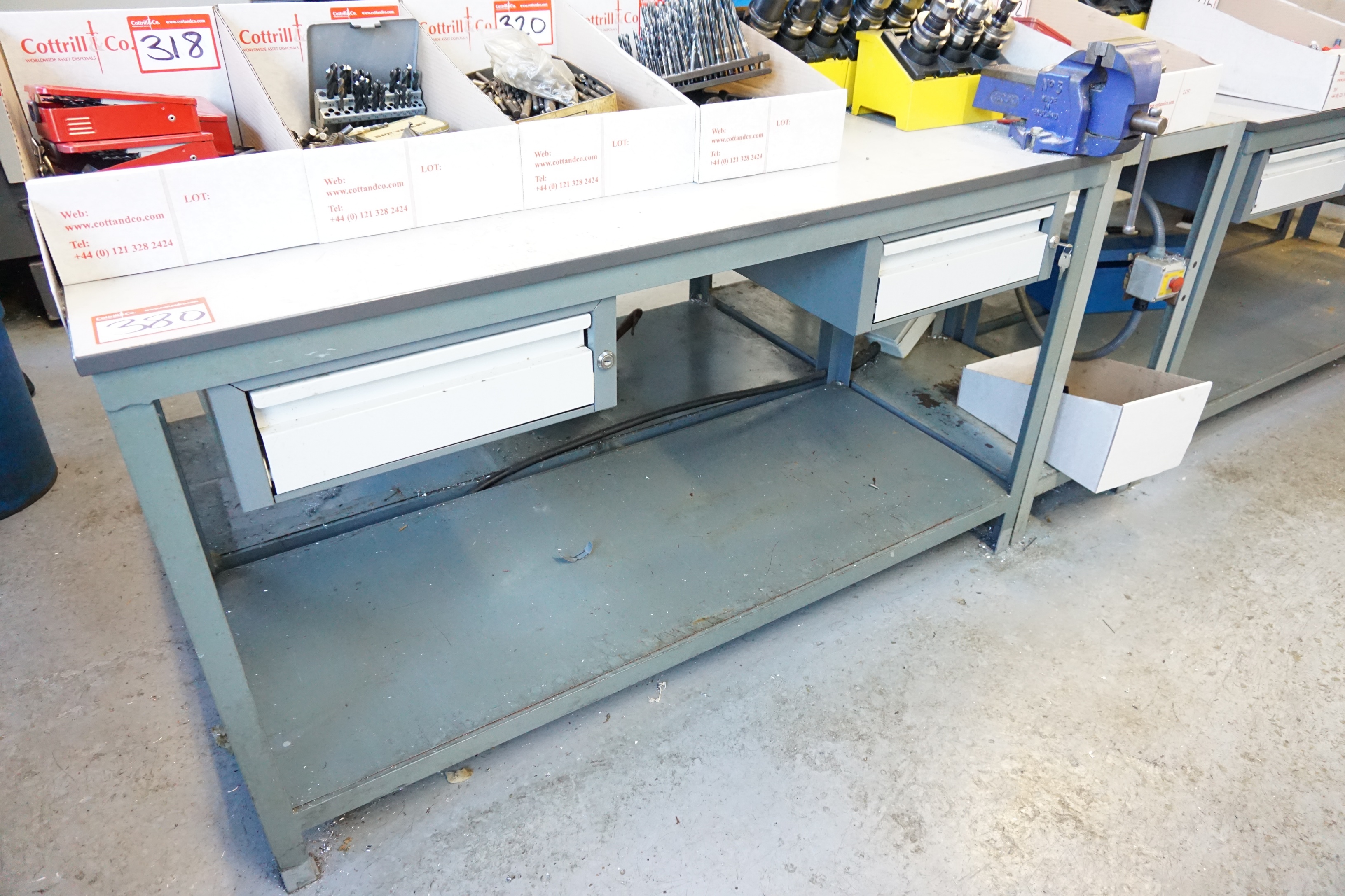 2 Drawer Work Bench 1500mm x 600mm x 840mm Approx