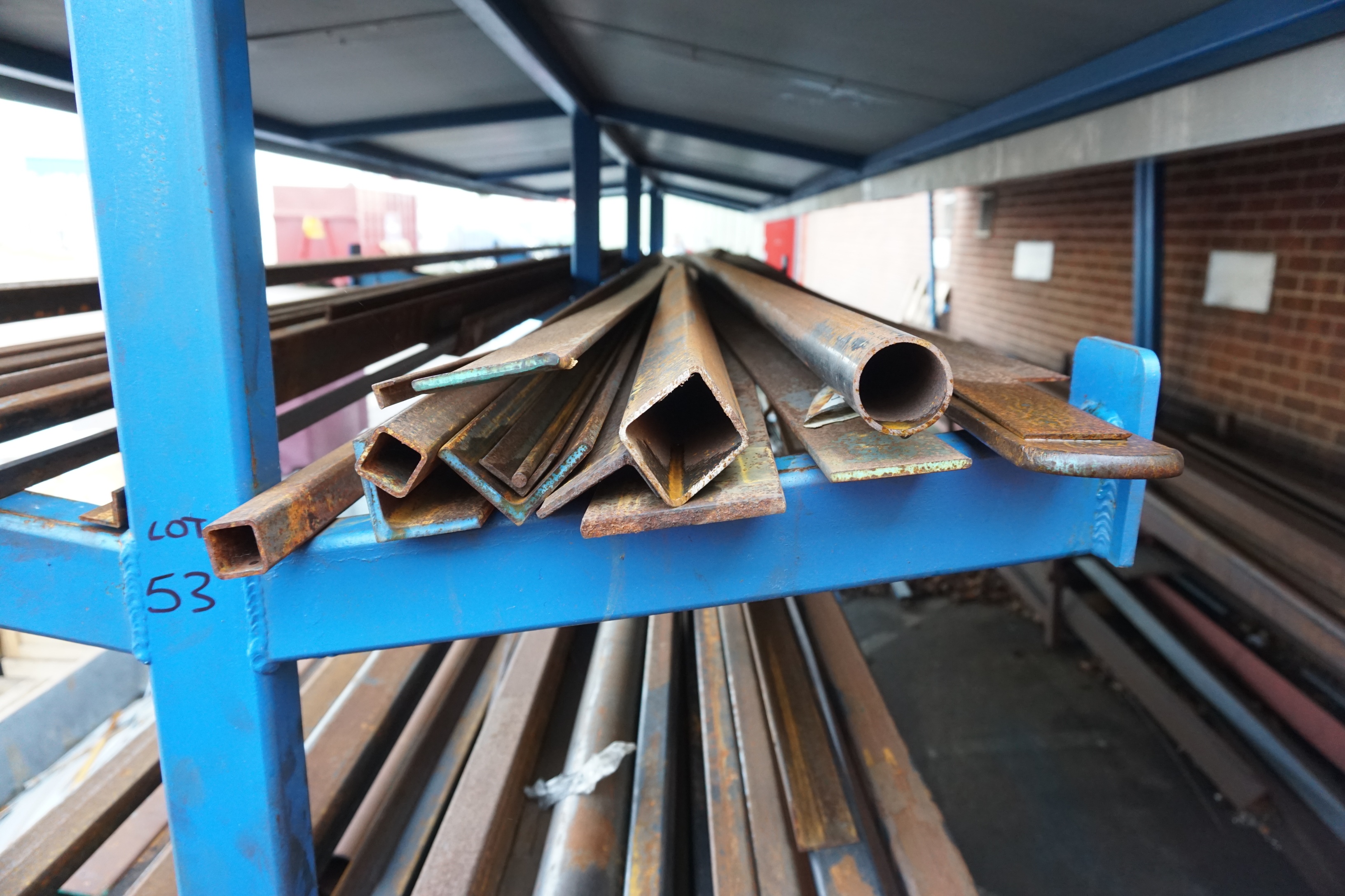Large Qty of Tube and Angular Steel and Metal Racking