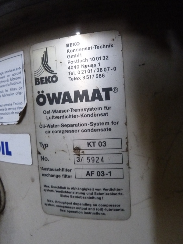 Beko Owamat Type KT 03 Oil/Water Separator