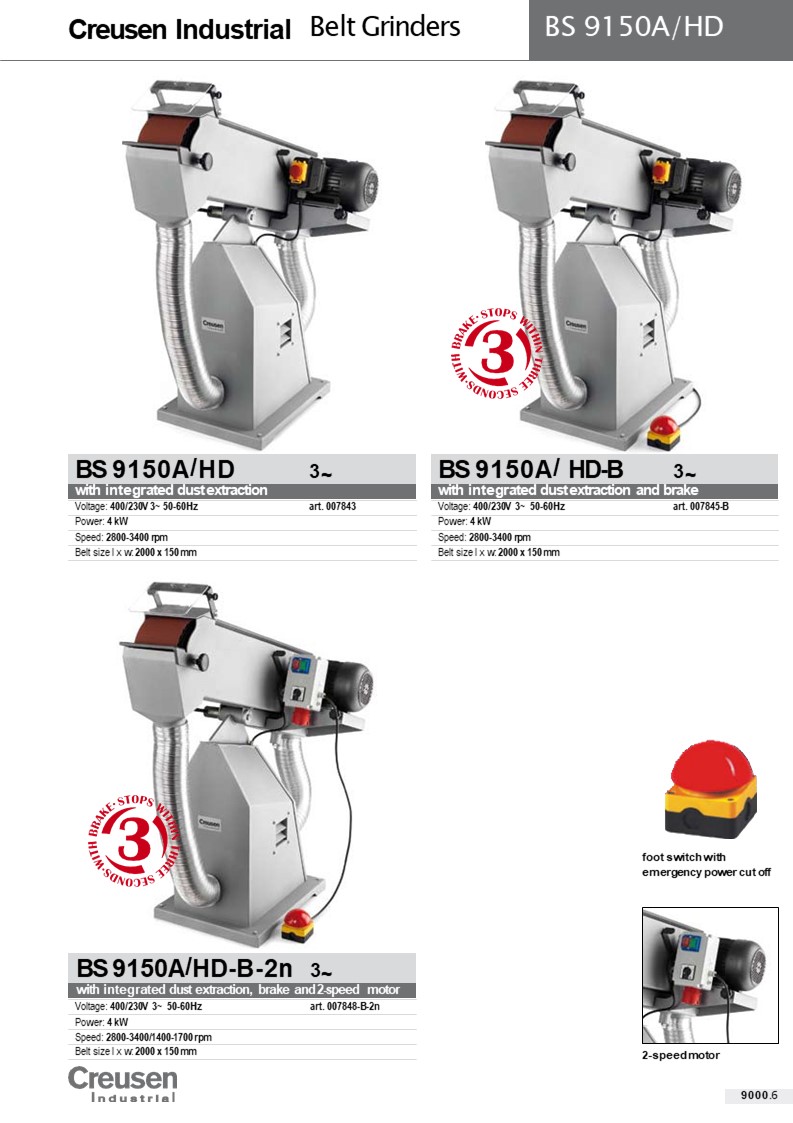 Creusen BS-9150HD 3-Phase Belt Linisher