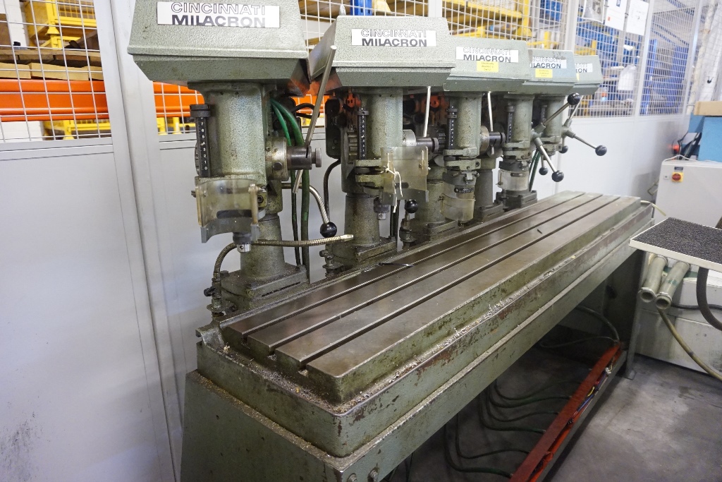 Cincinnati Milacron Pillar Drills Mounted On Steel Drilling Bed