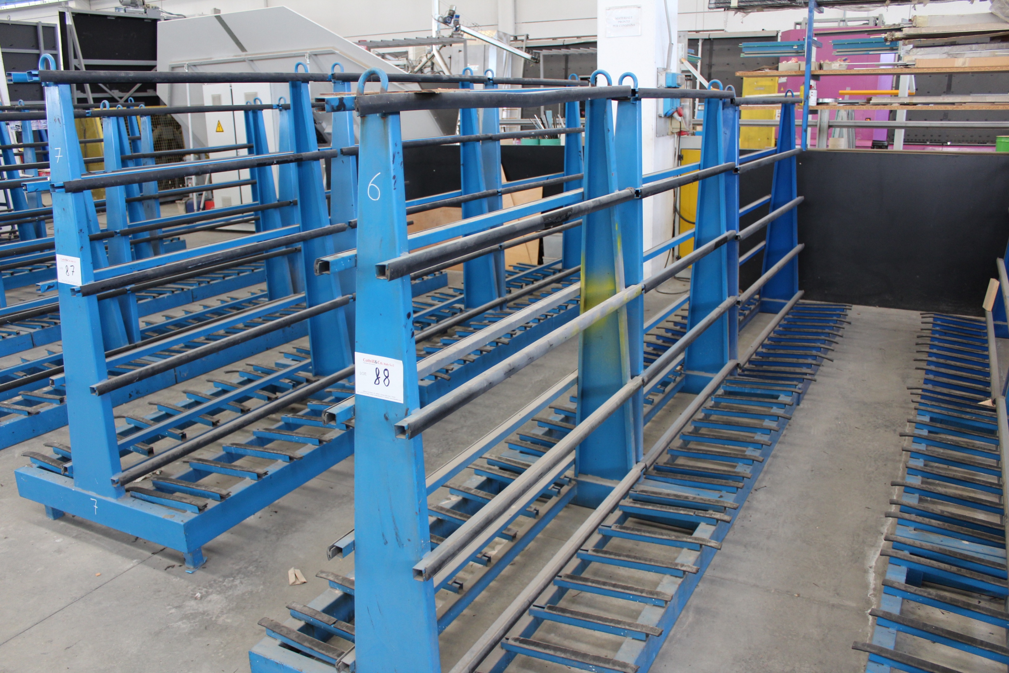 (6) x Double Sided Static Glass Storage Racks with Contents